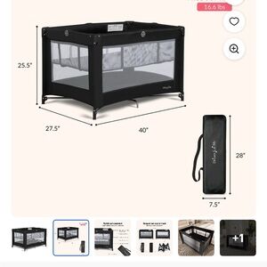 Black Baby Playpen with Mesh Sides